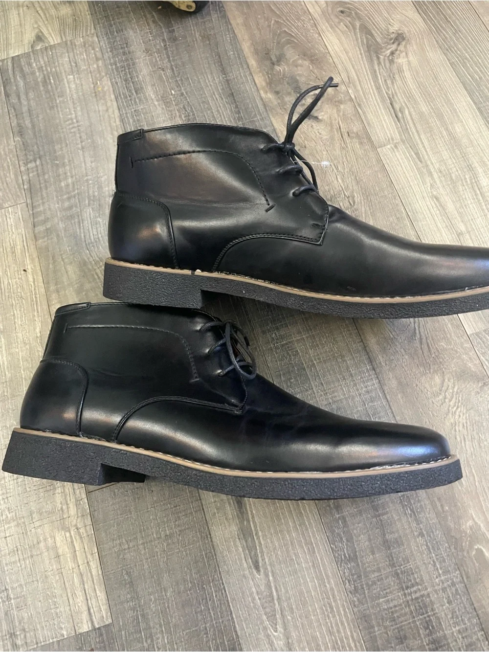 Deer Stags Black Faux Leather Chukka Boots Size 15!